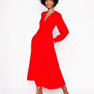 NWT | Boden | Red Scalloped Collar Tea Dress | Sz 12